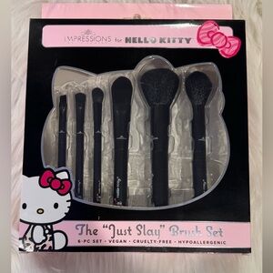 Impressions Hello Kitty 'Just Slay' Pink Black Makeup Brush Set
